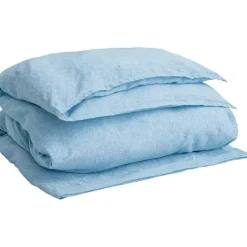 Cotton Linen Påslakan Silver Lake Blue, 220x220 cm